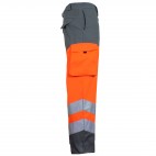 Pantalon haute visibilité orange fluo et gris acier SELECT WEAR HV