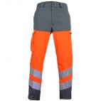 Pantalon haute visibilité orange fluo et gris acier SELECT WEAR HV