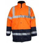 Parka 4 en 1 pluie et froid - SONONYL HV DMD FRANCE - haute visibilité orange fluo et marine 