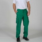 Pantalon de travail multipoches vert alpin en coton/polyester