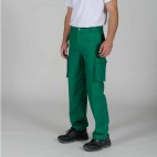 Pantalon de travail multipoches vert alpin en coton/polyester