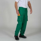 Pantalon de travail multipoches vert alpin en coton/polyester