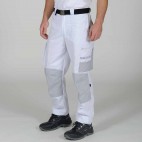Pantalon de peintre multipoches blanc et gris