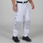 Pantalon de peintre multipoches blanc et gris