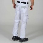 Pantalon de peintre multipoches blanc et gris